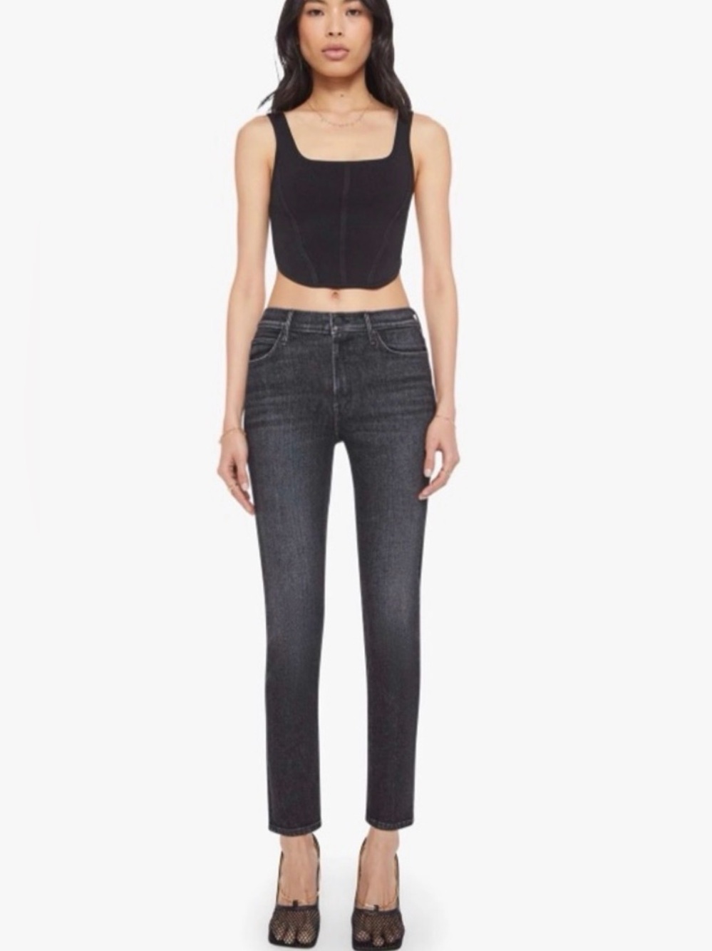Mother The Mid Rise Dazzler Flood Jeans in Color Not Today Satan. Size 28